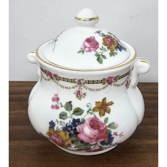 Vtg Crown Victorian Floral Bone China Sugar Trinket Dish Staffordshire England - Picture 3 of 9